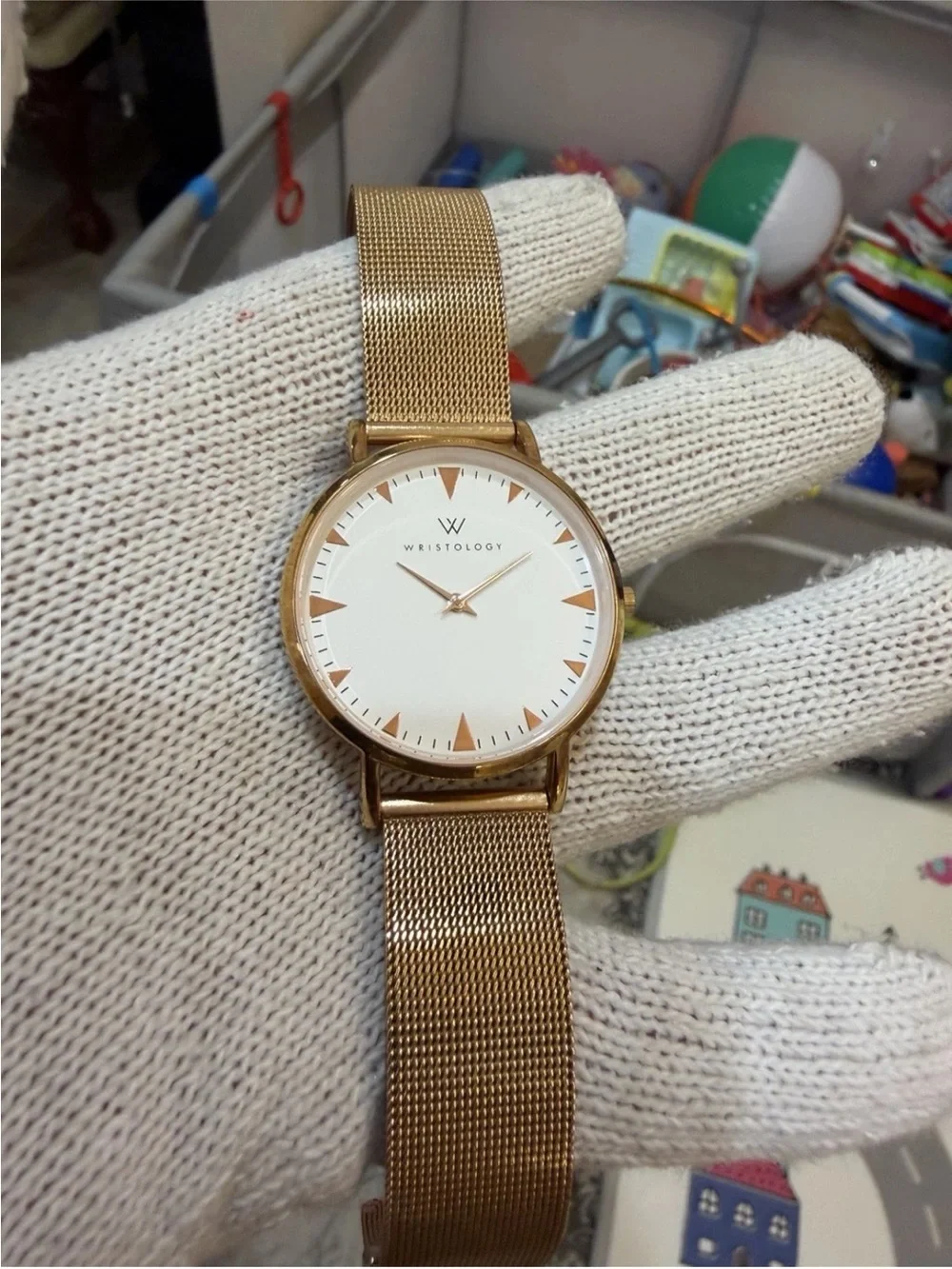 Wristology Stella Unisex Rose Gold Mesh Watch 38mm White Dial Boyfriend Style QC